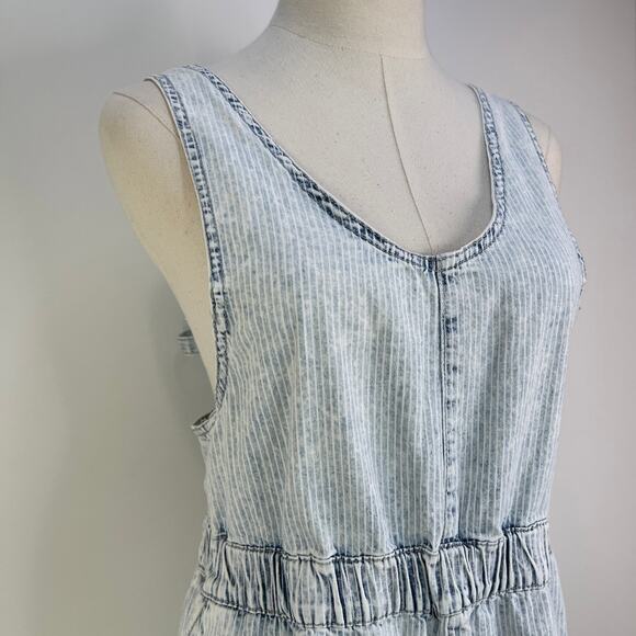 Dear John Sivan Denim Tank Jumpsuit Faded Railroad Stripes Blue White - Picture 3 of 13